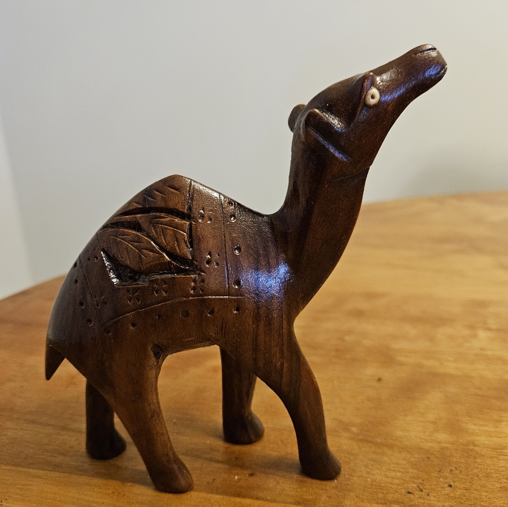Handcrafted Vintage Wooden Camel Figurine